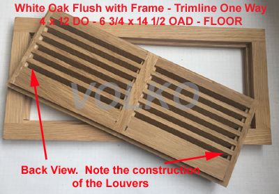 grooved louver construction on flush wood vent