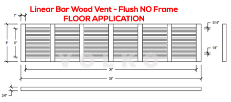 linear bar wood vent drawing spec cut sheet floor vent