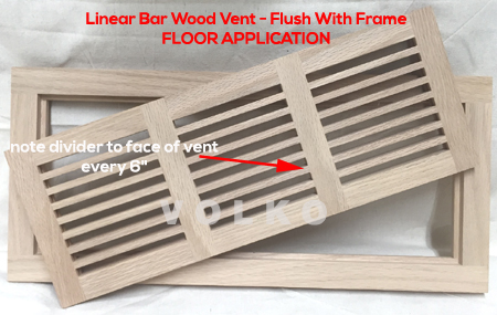 flush with frame linear bar wood floor vent oak register