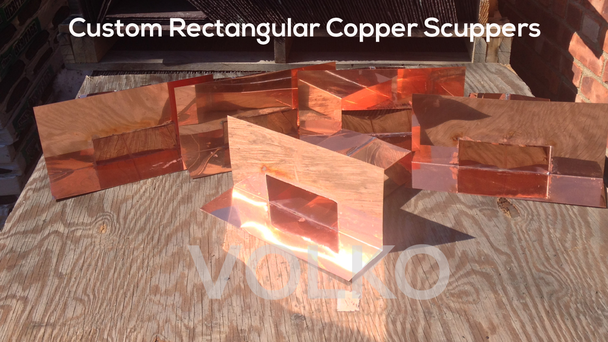 custom rectangle copper scuppers